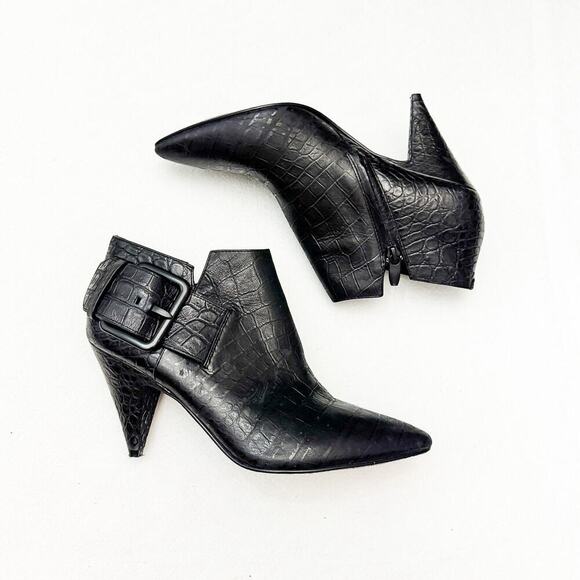 Sigerson Morrison Fifi Black Cone Heel Ankle Bootie Buckle Detail Size 9.5 - Picture 5 of 5